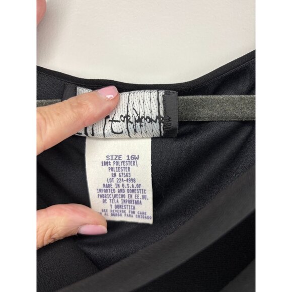SL FASHIONS JCPENNEY NEW Dress Womens 16W Black Cowl Short Slv Ruffle Flowy - Picture 8 of 10